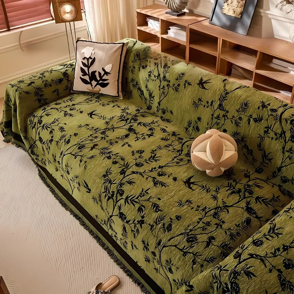 Yara – Retro Sofaschoner mit Pflanzenmuster