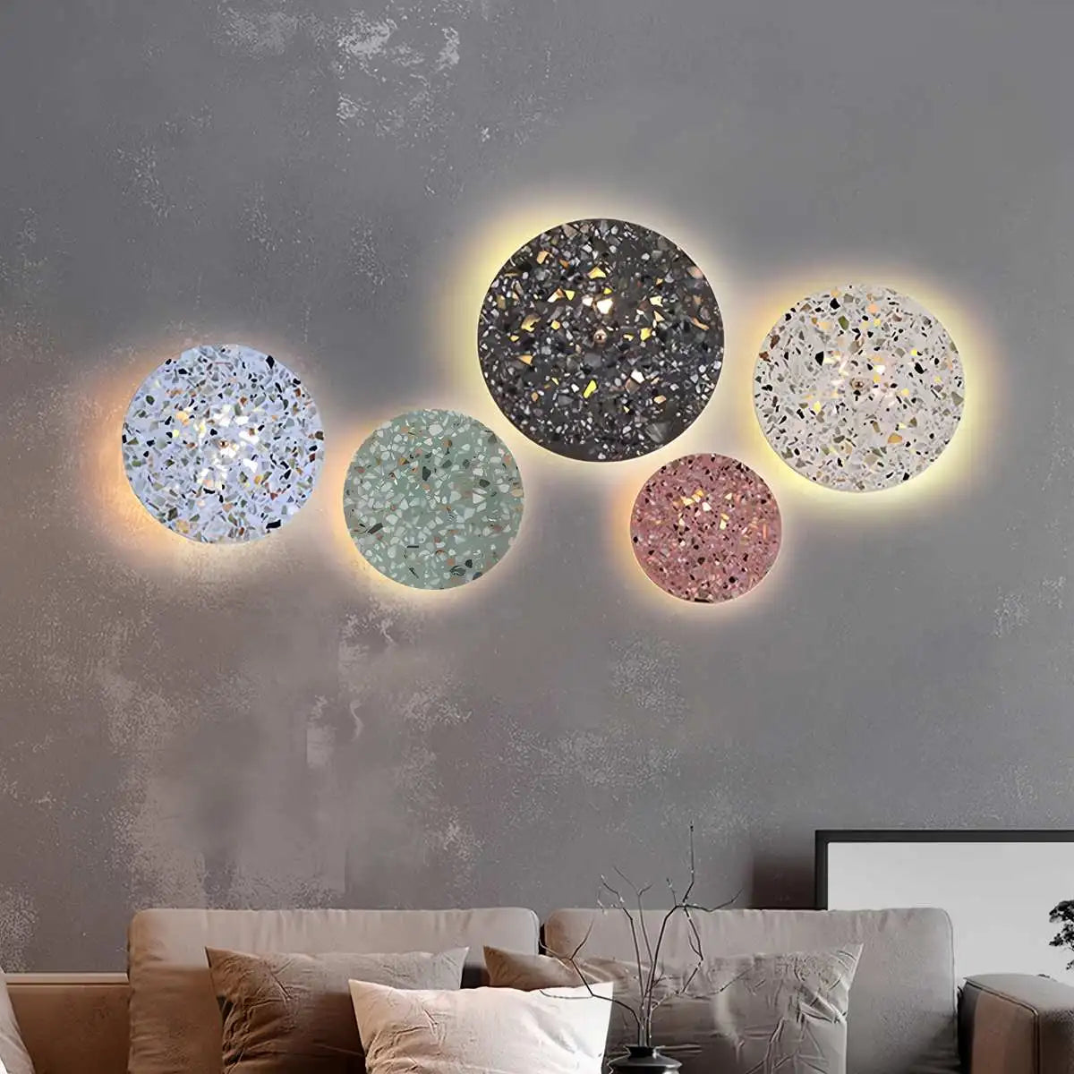 Yura – Nordische Terrazzo Wandlampe Rund