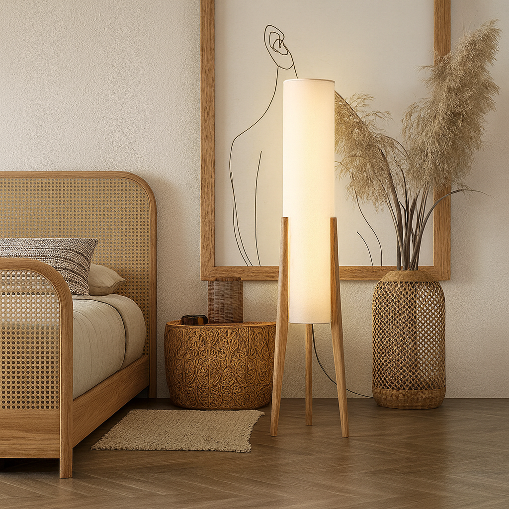 Astra – Retro-Stehleuchte aus Holz
