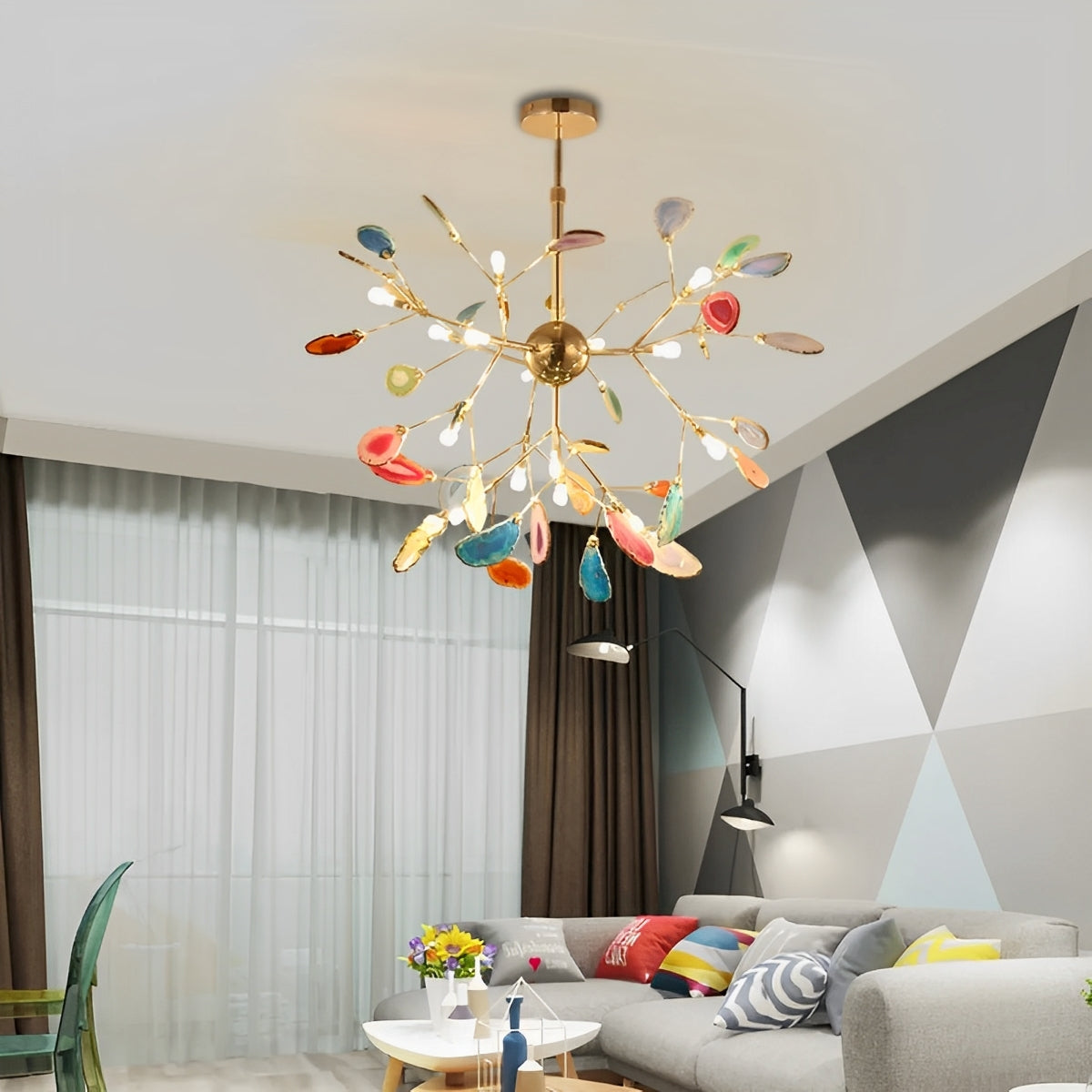 Auron – Dekorativer LED-Kronleuchter mit Onyxstein im Nordic-Stil