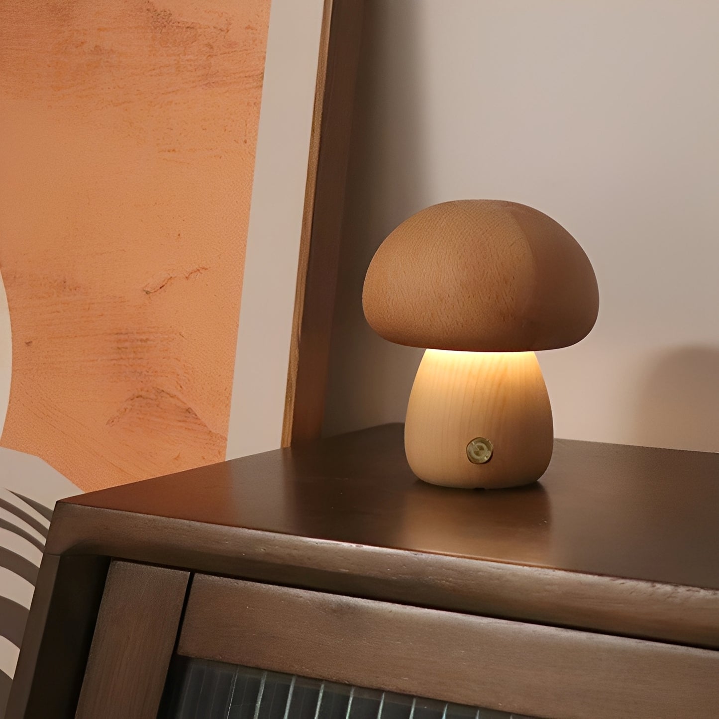 Toshi – Niedliche Holz-Pilz-LED-Nachtlampe