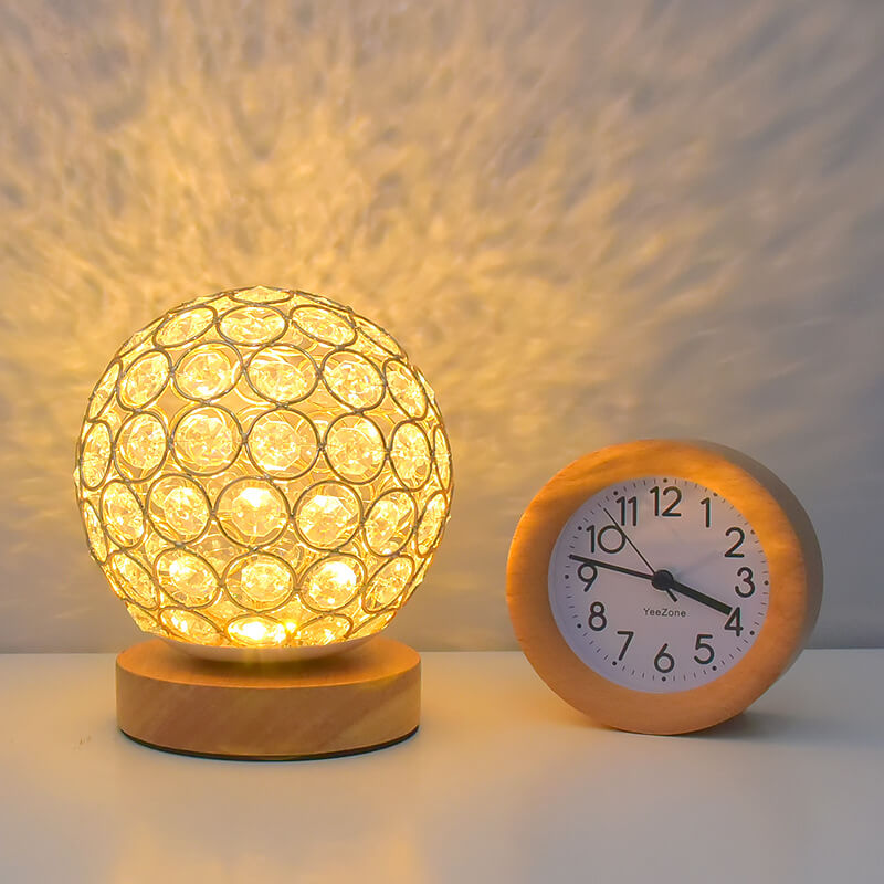 Shaira – Kristall-Tischlampe mit USB-Aufladung