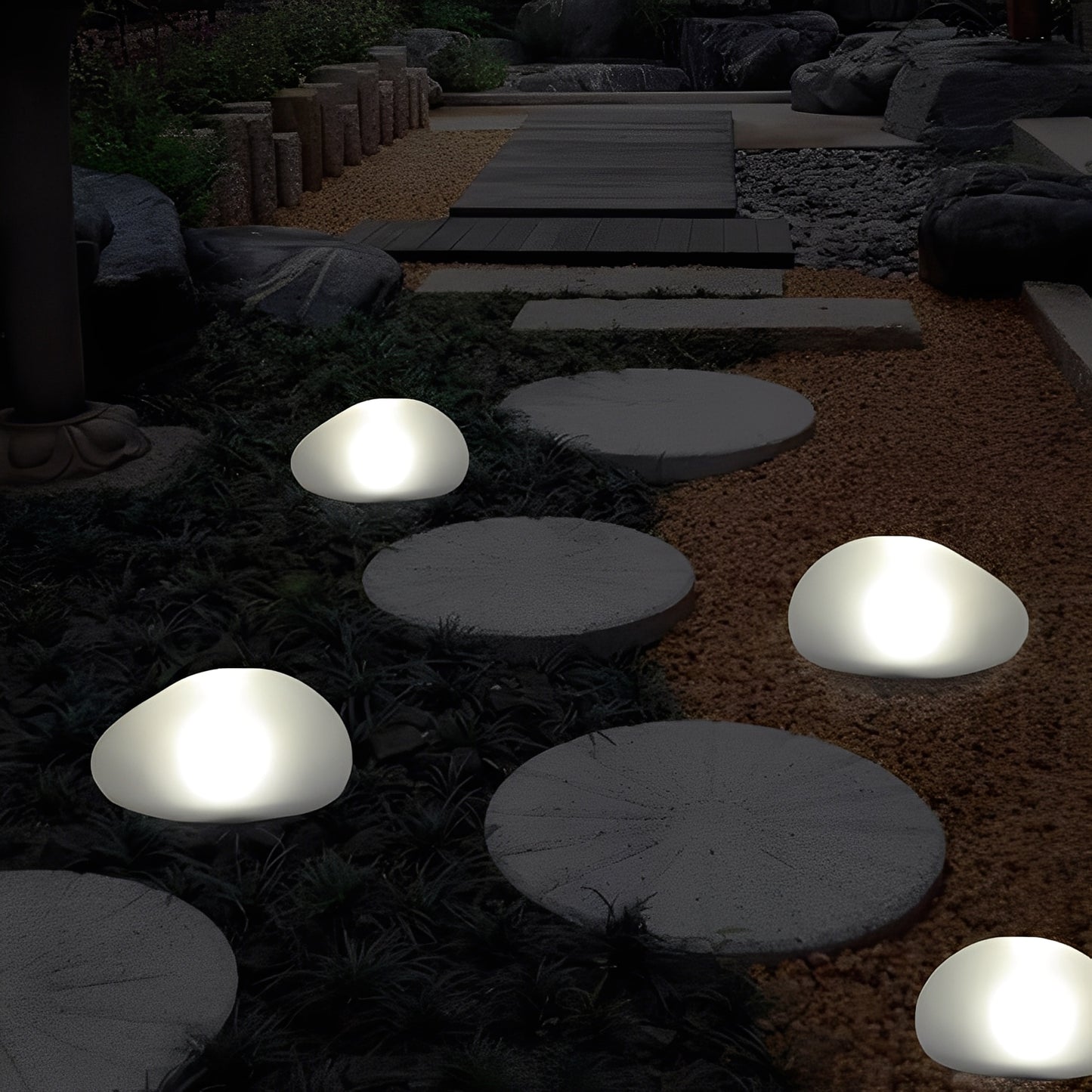 Kaori – Solar Gartenleuchte in Kieselstein-Optik