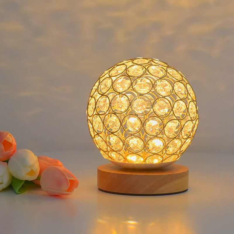 Shaira – Kristall-Tischlampe mit USB-Aufladung