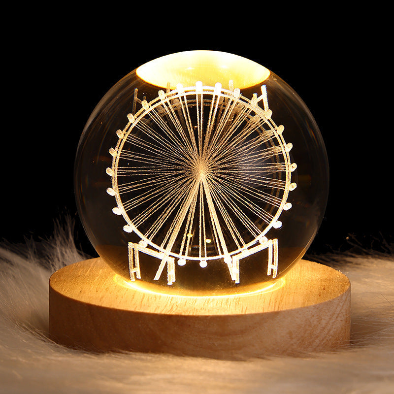 Pirena – LED-Kristallkugel-Tischlampe mit Galaxie-Design