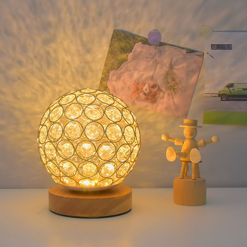 Shaira – Kristall-Tischlampe mit USB-Aufladung