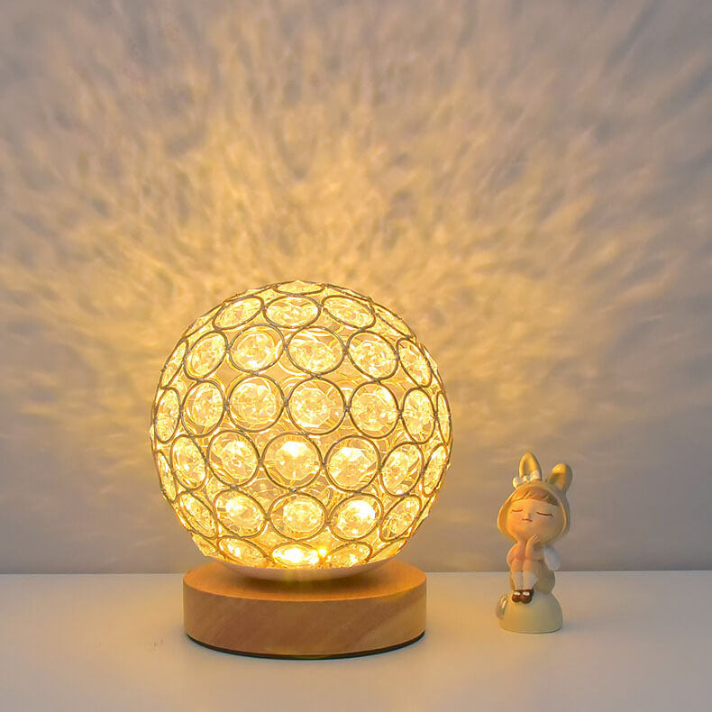 Shaira – Kristall-Tischlampe mit USB-Aufladung