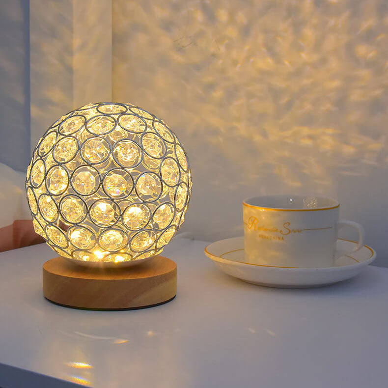 Shaira – Kristall-Tischlampe mit USB-Aufladung