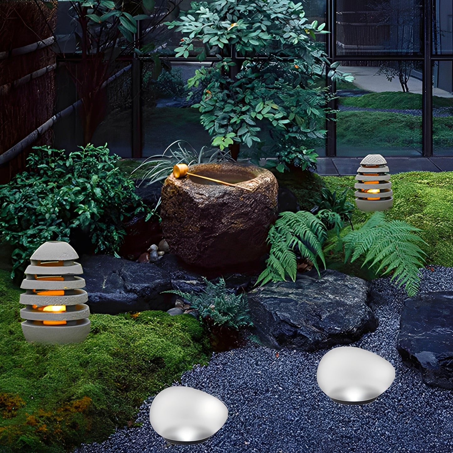 Kaori – Solar Gartenleuchte in Kieselstein-Optik
