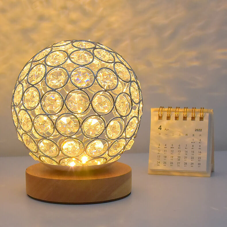 Shaira – Kristall-Tischlampe mit USB-Aufladung