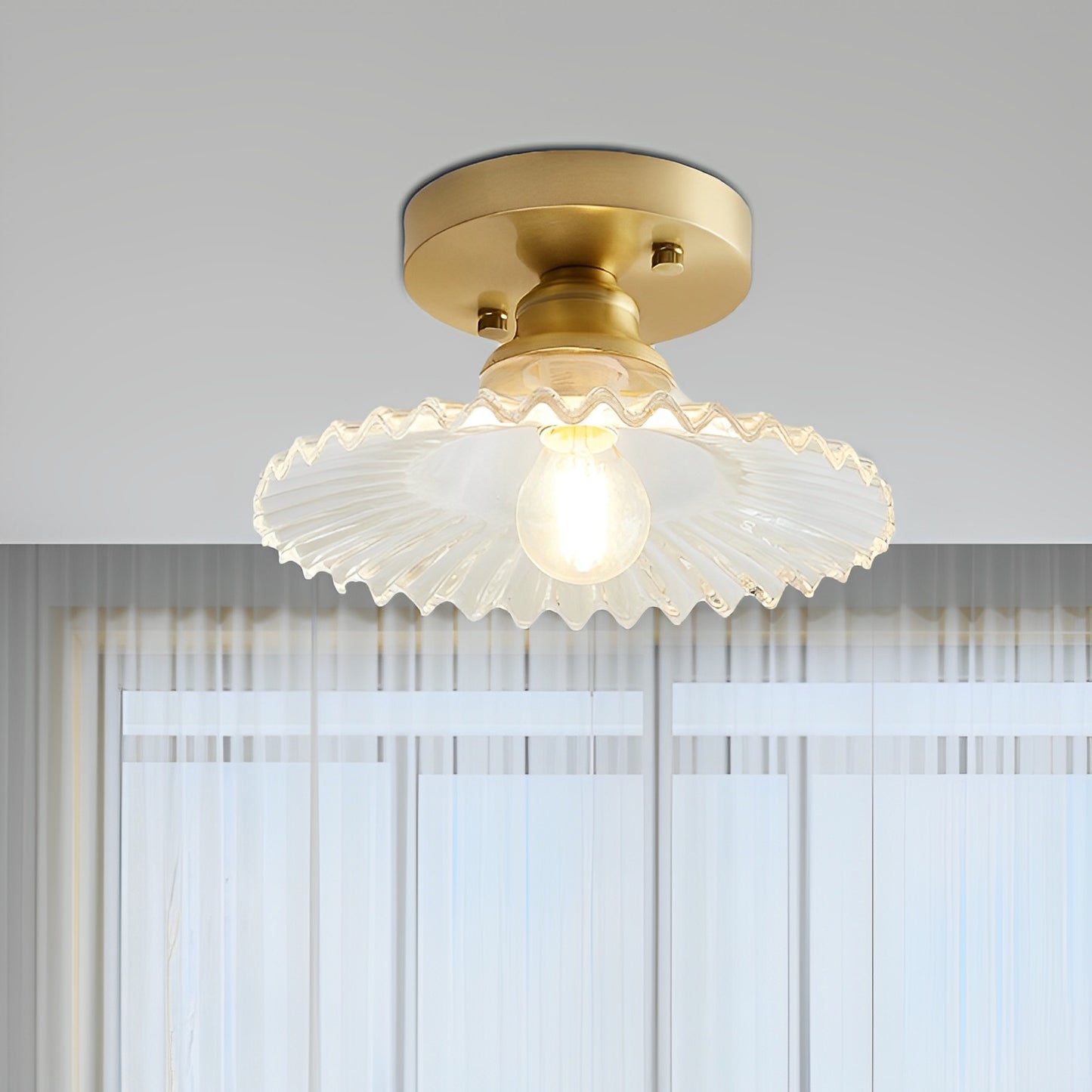 Ribella – Deckenleuchte mit geriffeltem Glas im Retro-Look