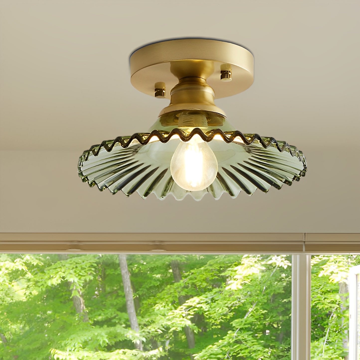 Ribella – Deckenleuchte mit geriffeltem Glas im Retro-Look