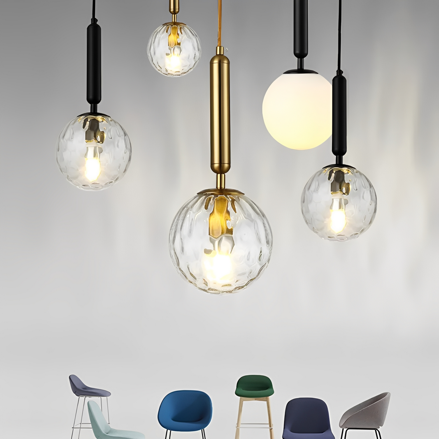 Sean – Moderne Schwarze und Goldene Pendelleuchte