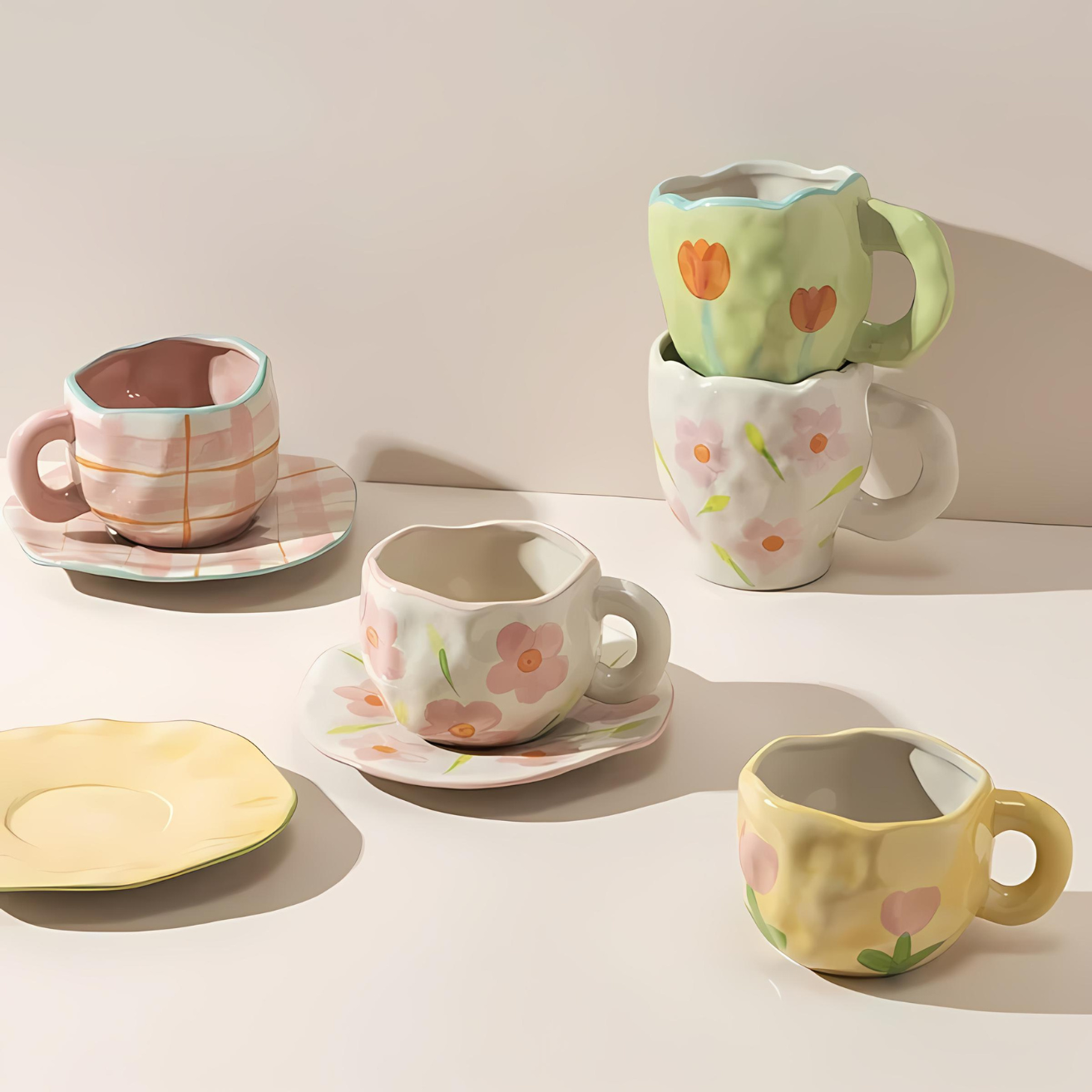 Arielle – Retro Herz Hand Pinch Kaffeetasse