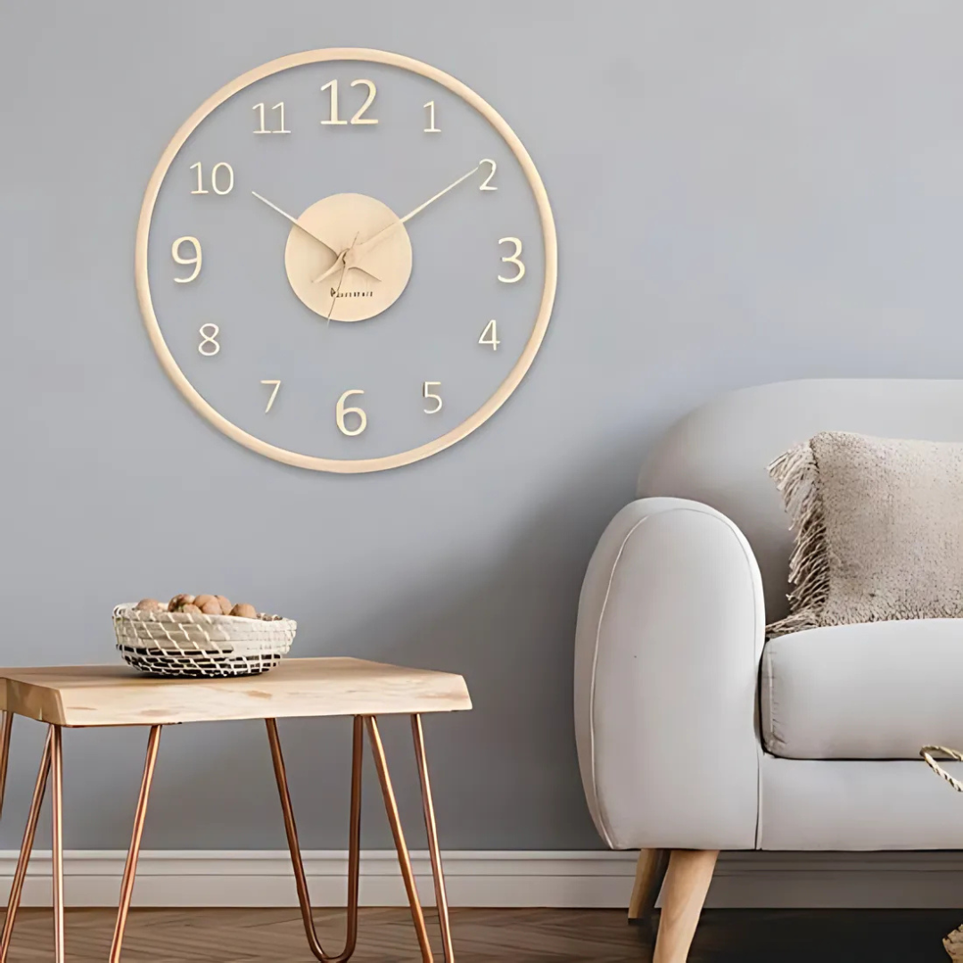 Jasmin – Wanduhr aus Holz und Glas