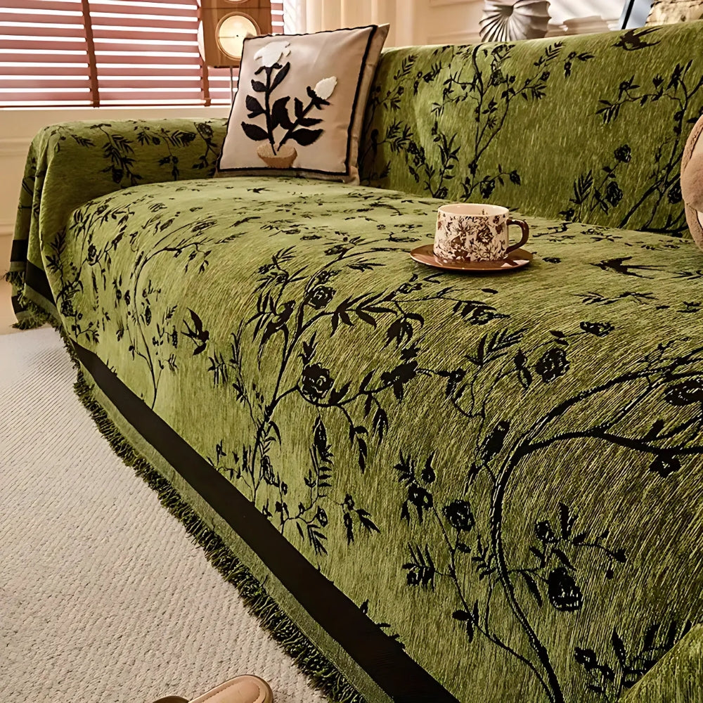 Yara – Retro Sofaschoner mit Pflanzenmuster