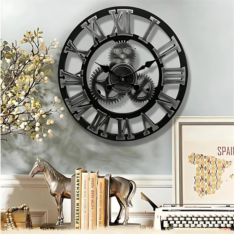 Marlow – Vintage Holzwanduhr im Industrie-Stil für stilvolle Raumakzente