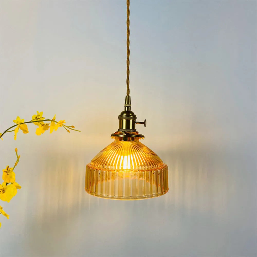 David – Nordische Retro Messing-Glas-Pendelleuchte