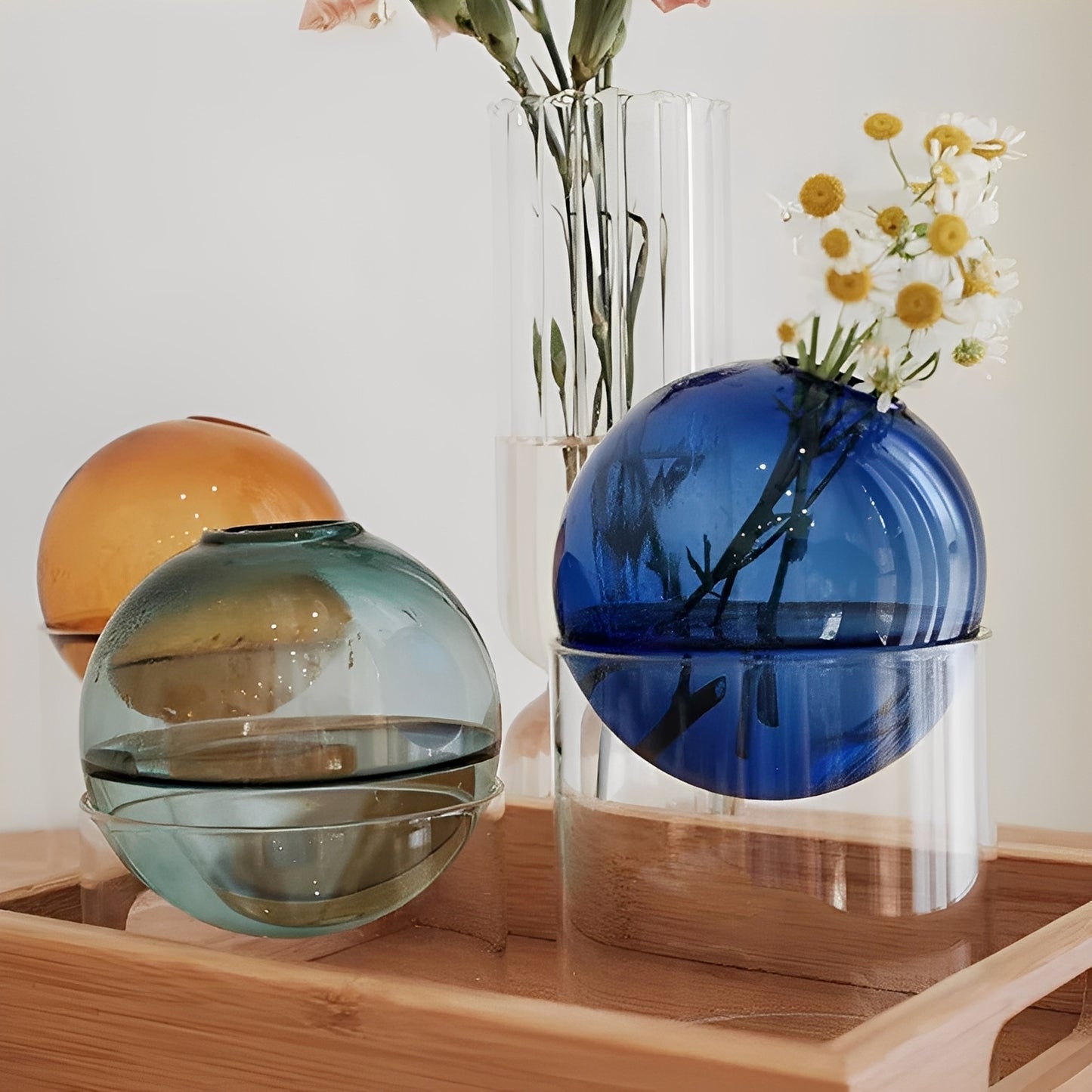 Amira – Bunte Glas Kugelvase Dekoration