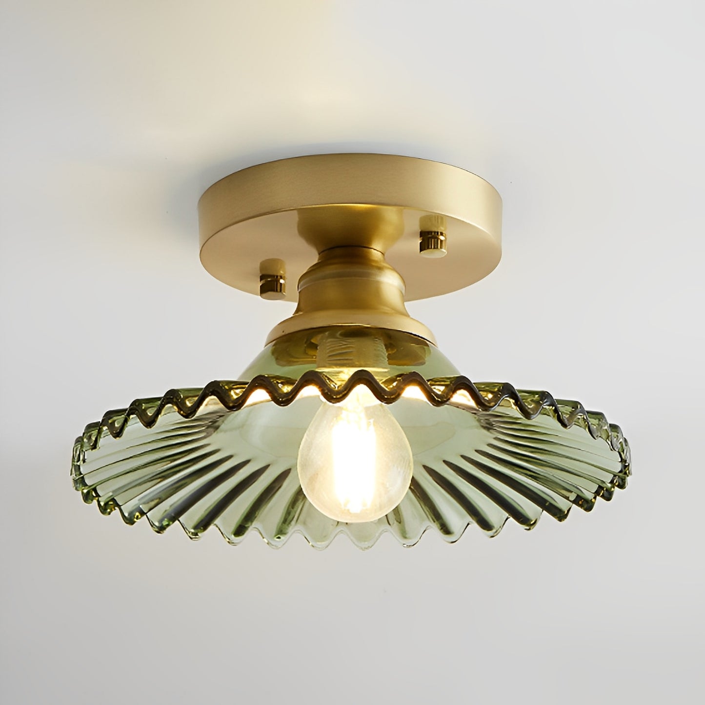 Ribella – Deckenleuchte mit geriffeltem Glas im Retro-Look