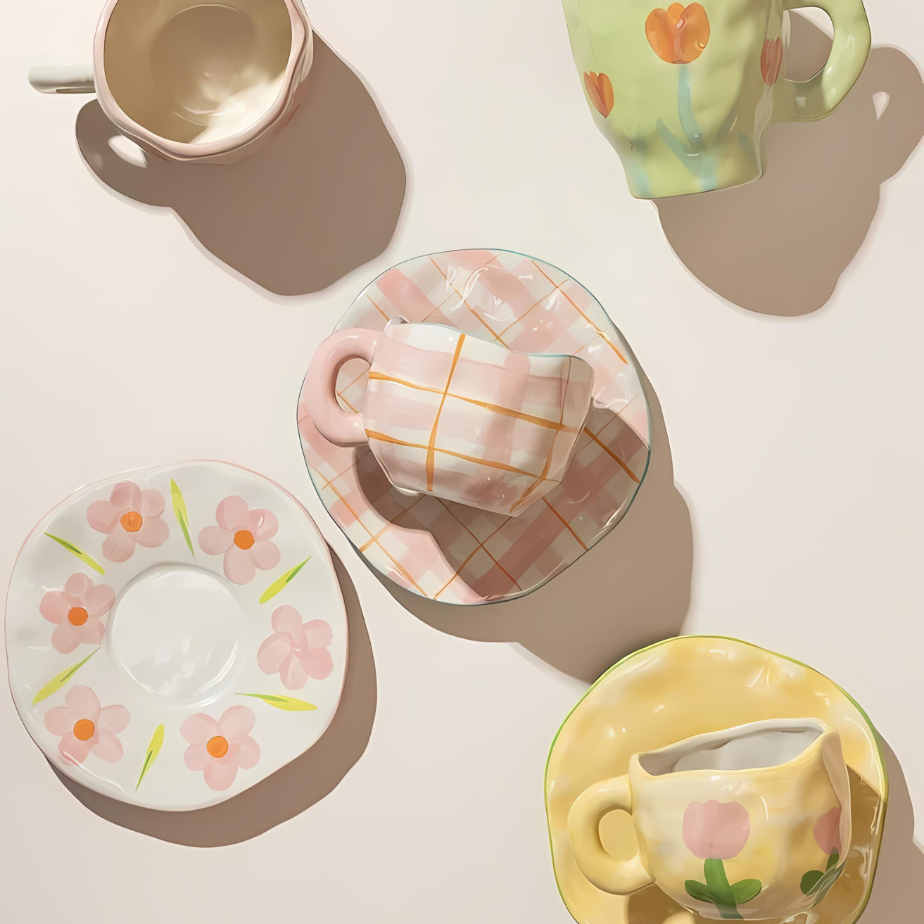 Arielle – Retro Herz Hand Pinch Kaffeetasse