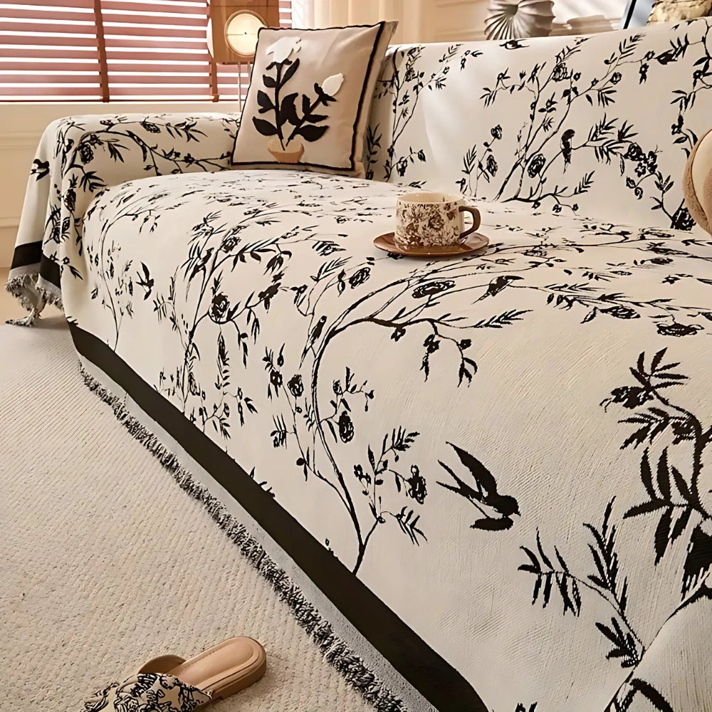 Yara – Retro Sofaschoner mit Pflanzenmuster