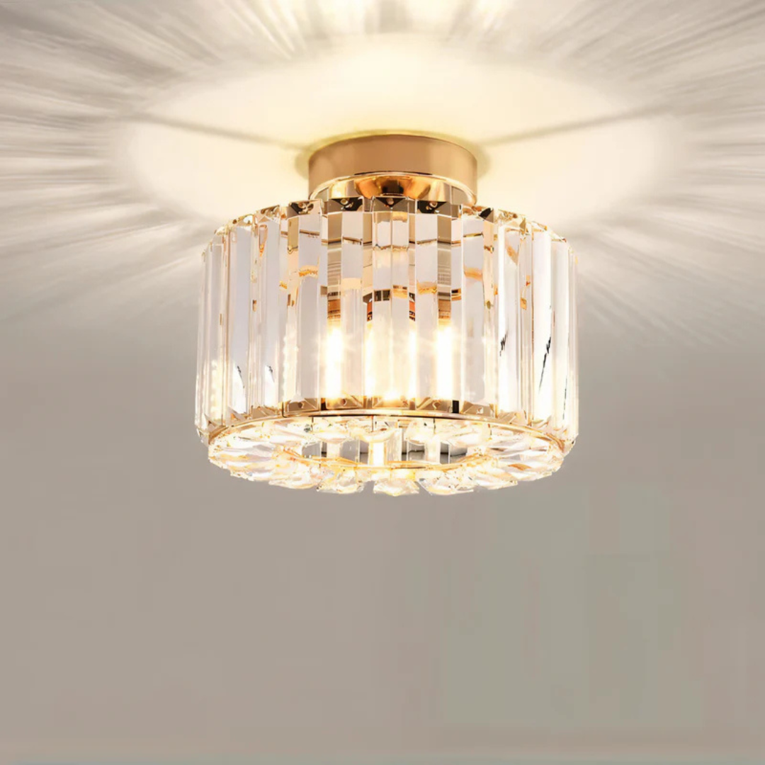 Elle – Goldene Kristall-Deckenleuchte
