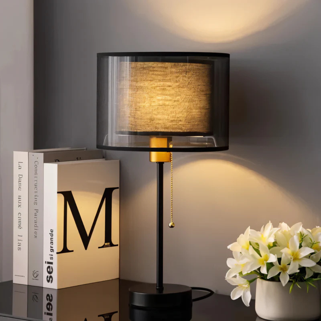 Elio – Retro-Nachttischlampe mit Zugschalter