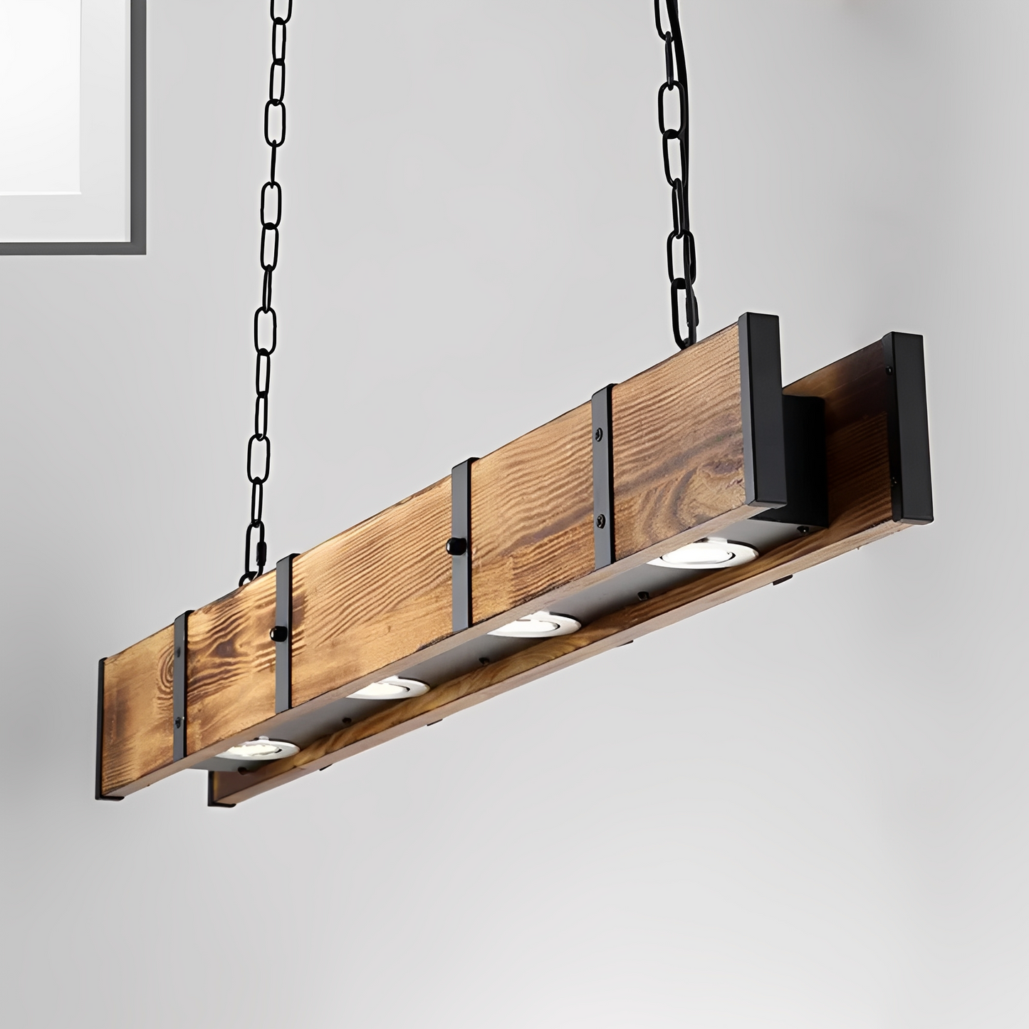 Bruno – Retro Industrielle Holz-Pendelleuchte