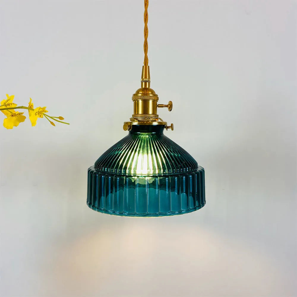David – Nordische Retro Messing-Glas-Pendelleuchte