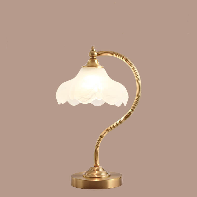 Maribel – Vintage Messing und Glas Blüten-Tischlampe