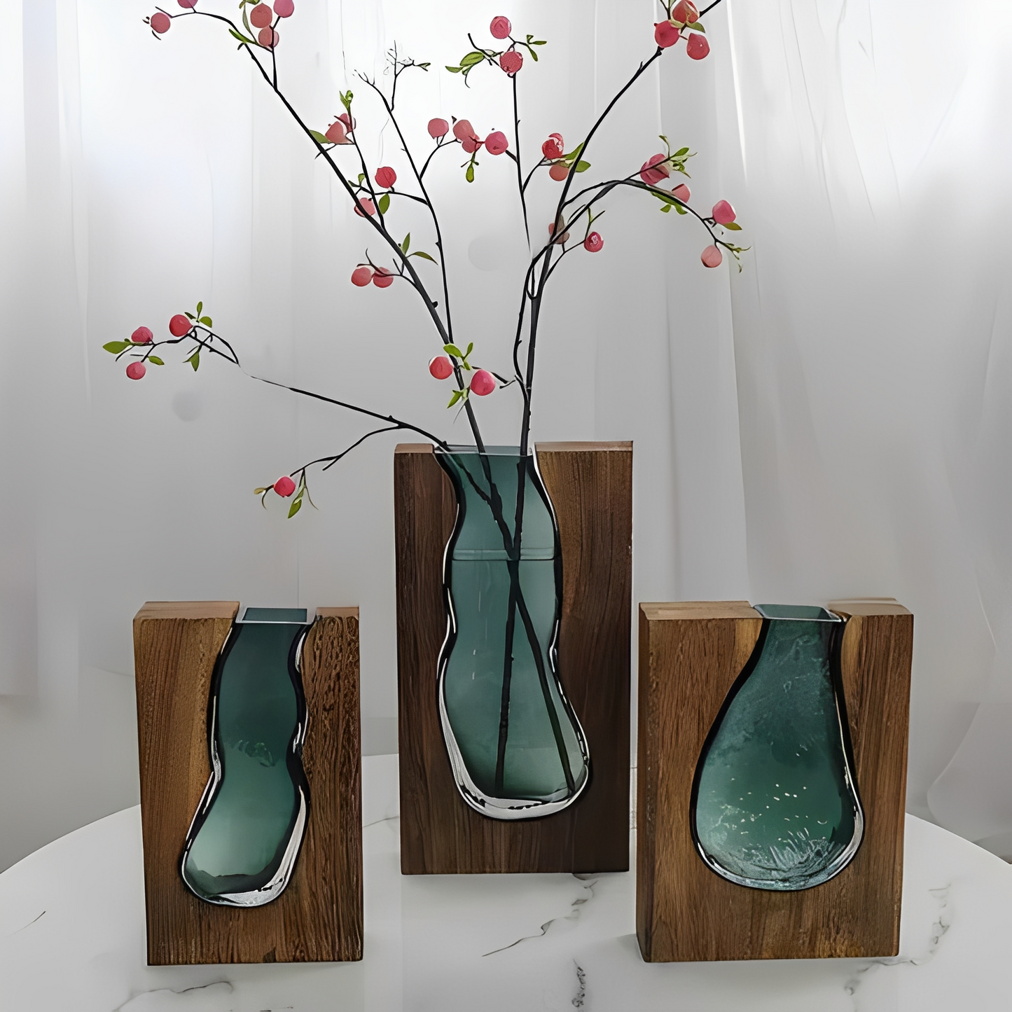 Miyako – Nordische Holz und Glas Live-Edge Vase