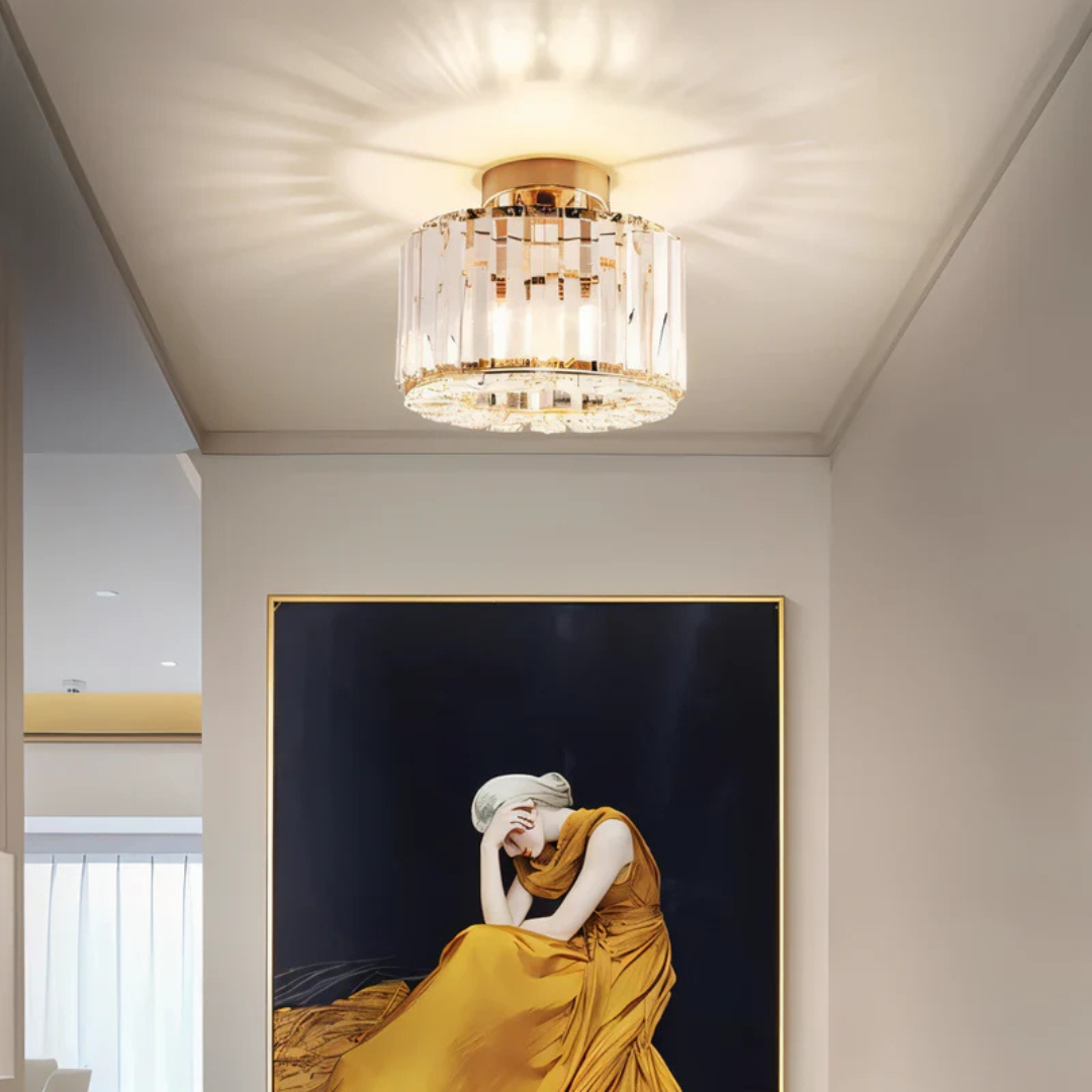 Elle – Goldene Kristall-Deckenleuchte