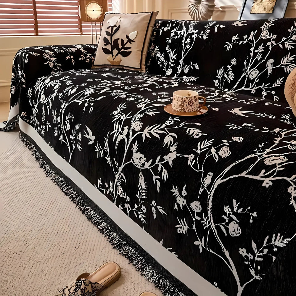 Yara – Retro Sofaschoner mit Pflanzenmuster