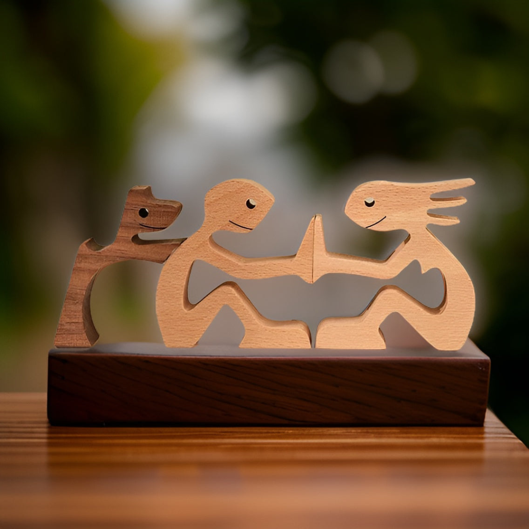 Aelix – Holzskulptur Mann und Hund