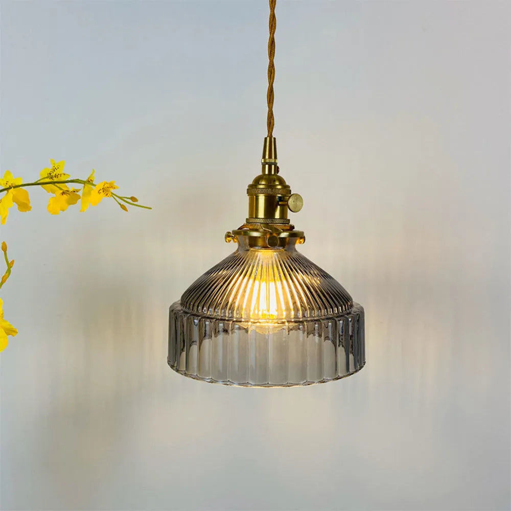 David – Nordische Retro Messing-Glas-Pendelleuchte