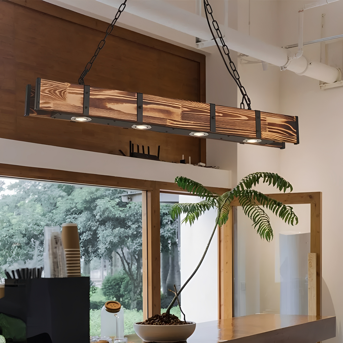 Bruno – Retro Industrielle Holz-Pendelleuchte