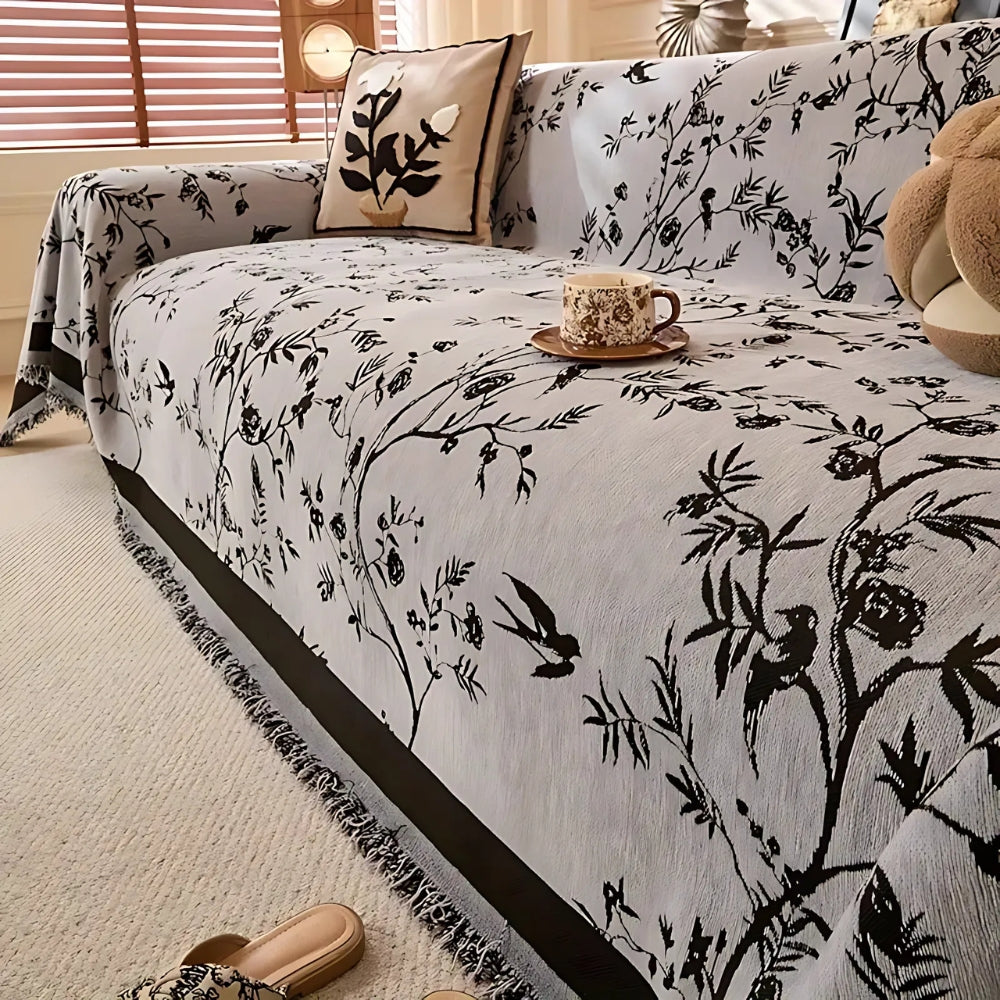 Yara – Retro Sofaschoner mit Pflanzenmuster