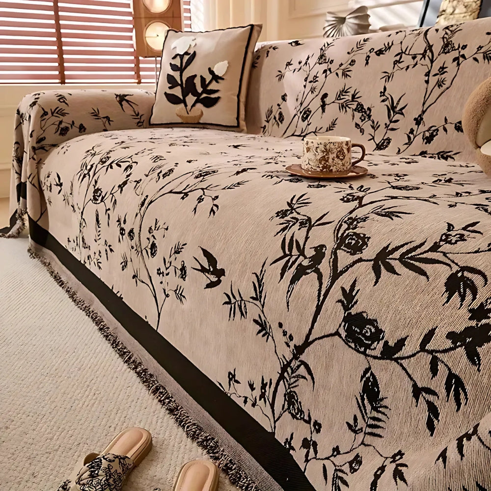 Yara – Retro Sofaschoner mit Pflanzenmuster