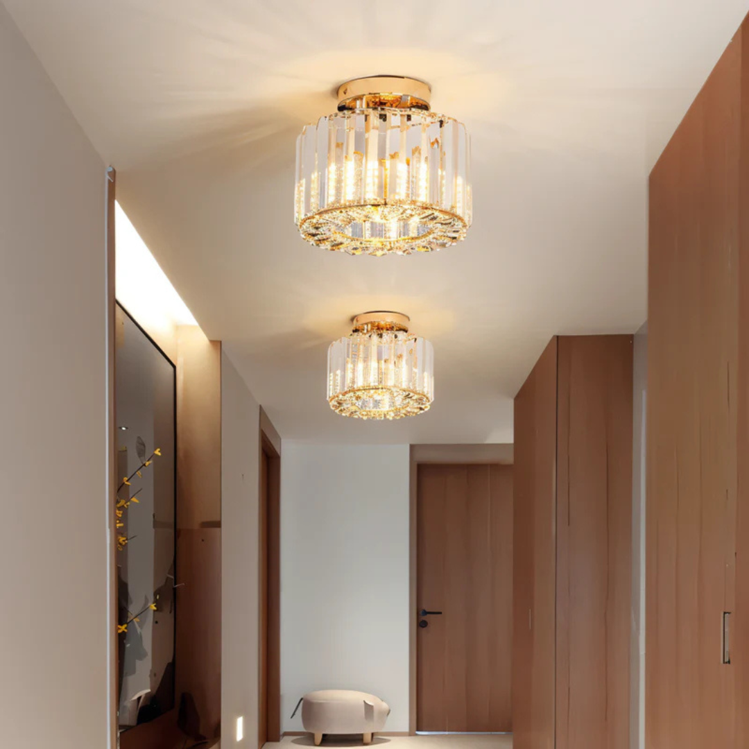 Elle – Goldene Kristall-Deckenleuchte