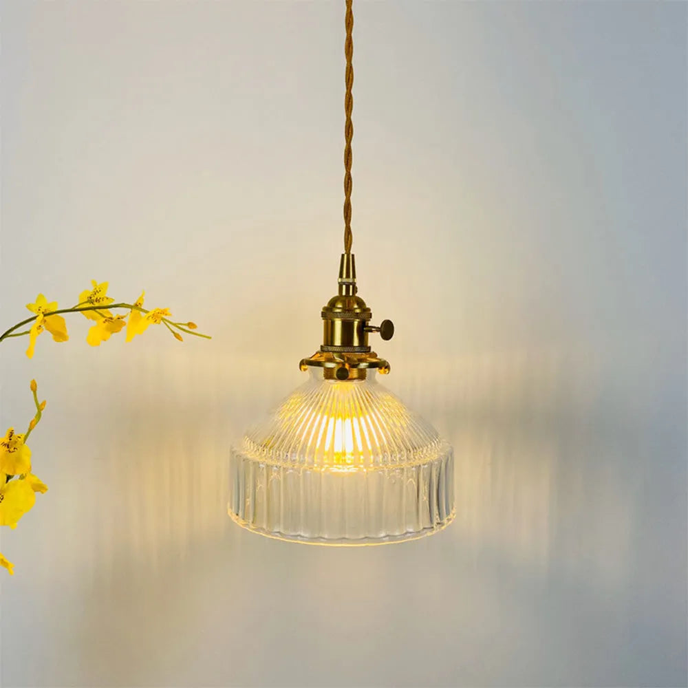 David – Nordische Retro Messing-Glas-Pendelleuchte