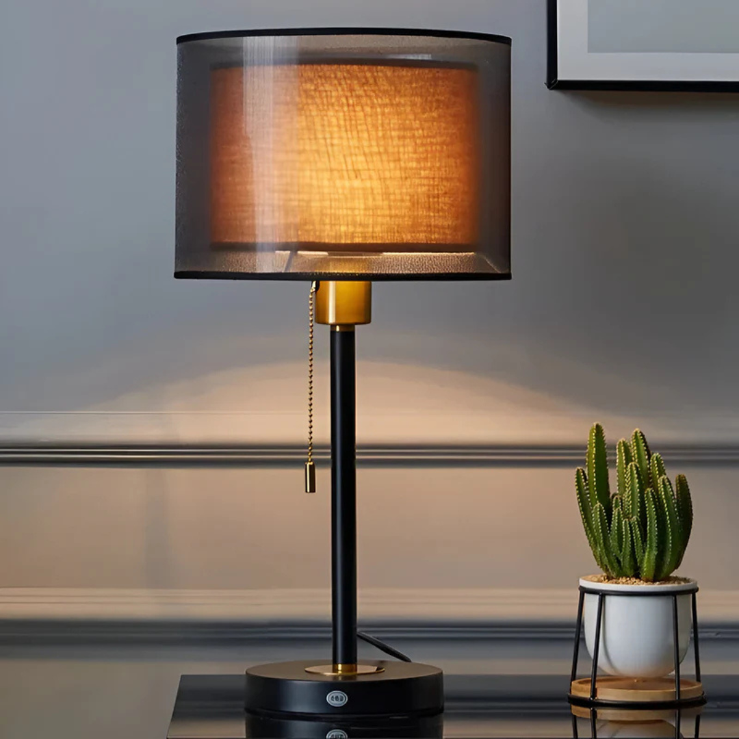 Elio – Retro-Nachttischlampe mit Zugschalter