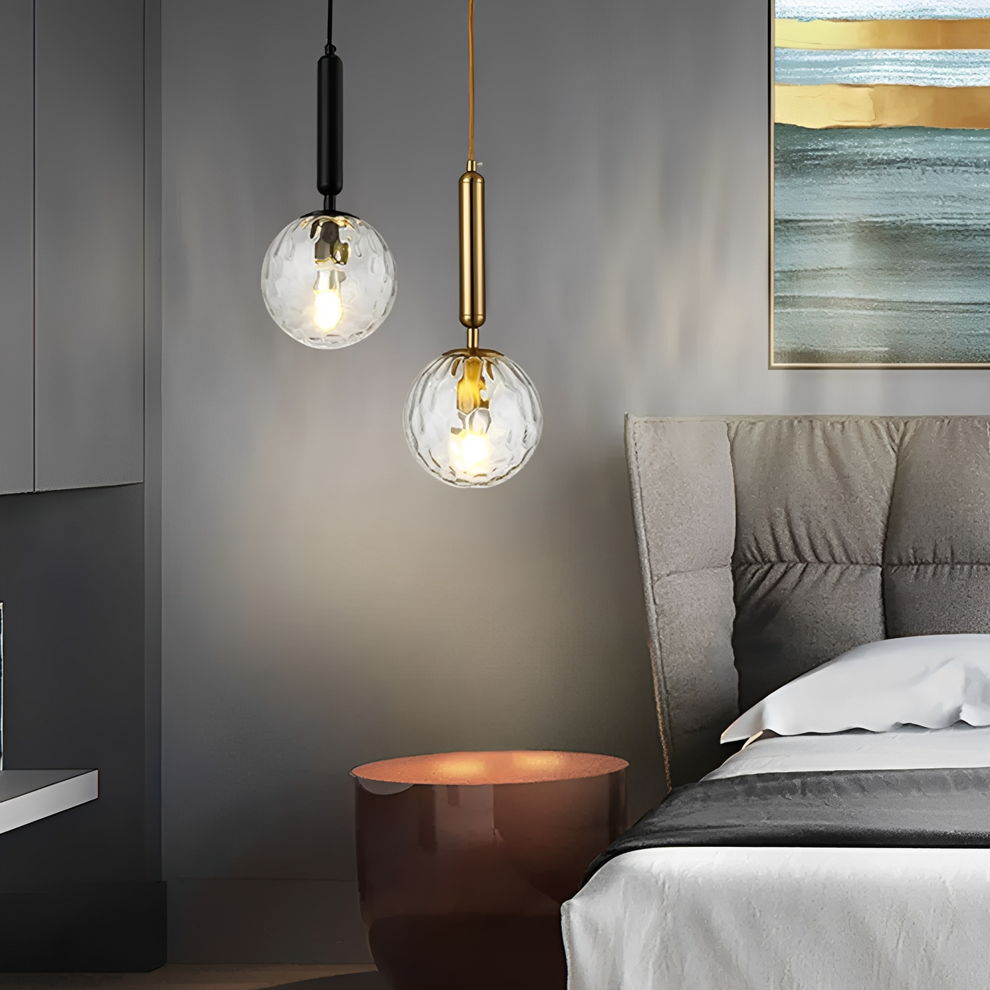Sean – Moderne Schwarze und Goldene Pendelleuchte