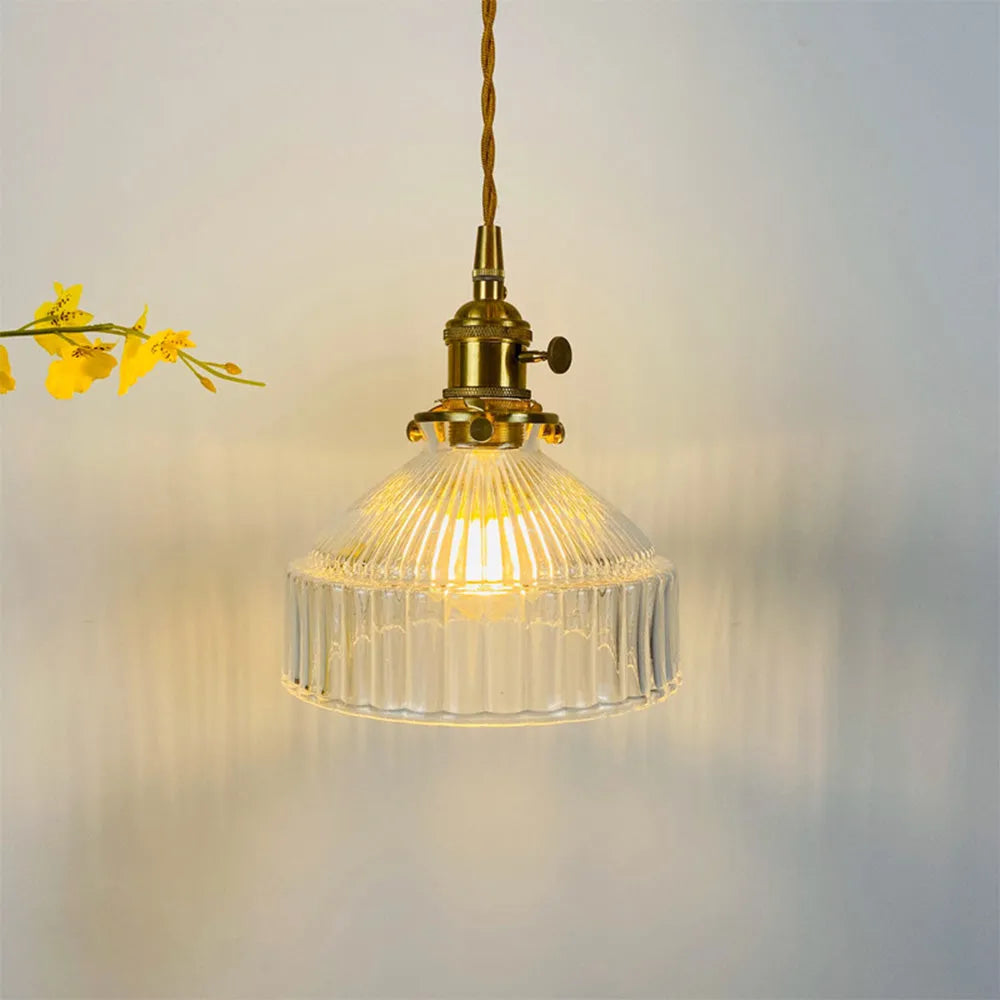 David – Nordische Retro Messing-Glas-Pendelleuchte