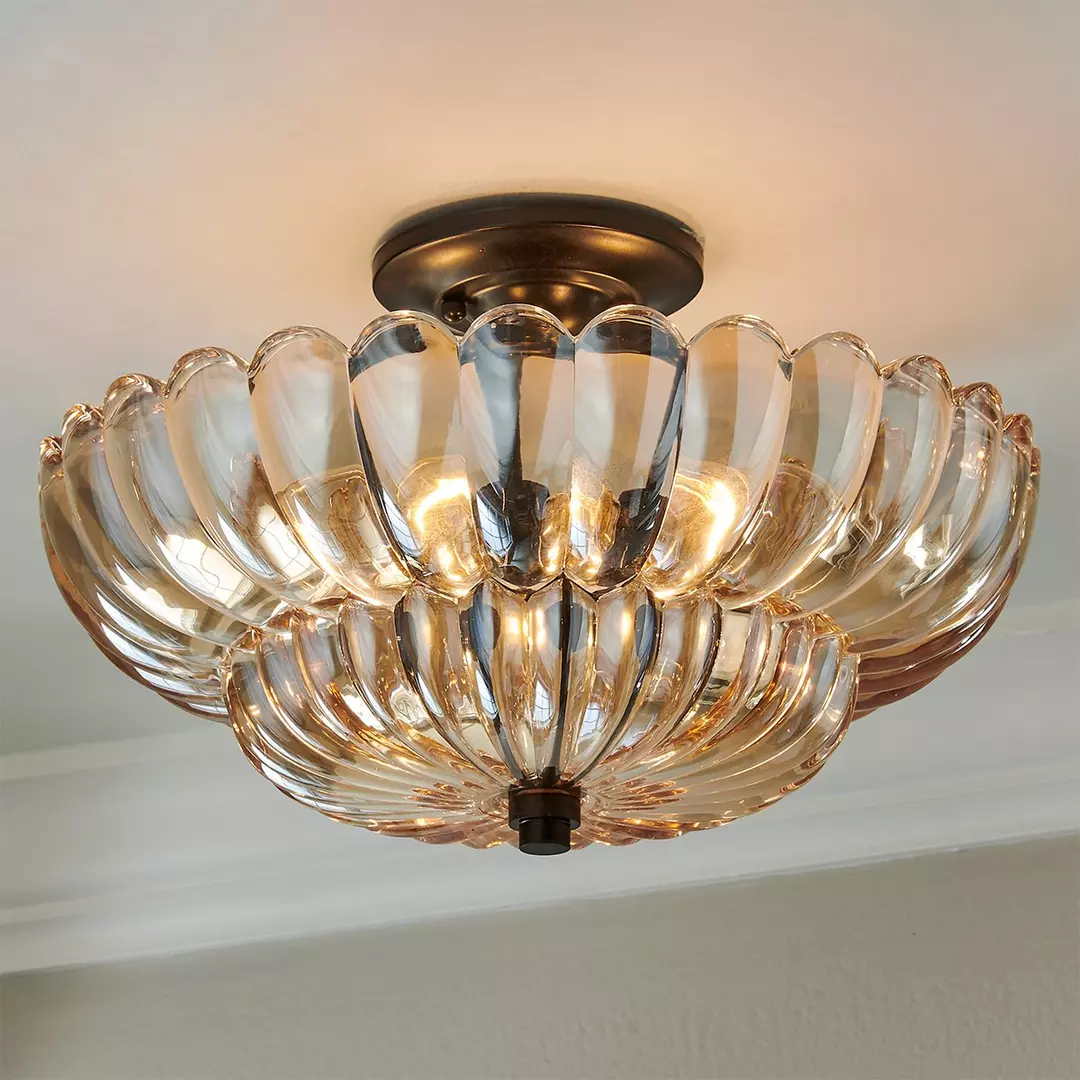 Remi – Vintage Bernstein Glas Deckenleuchte