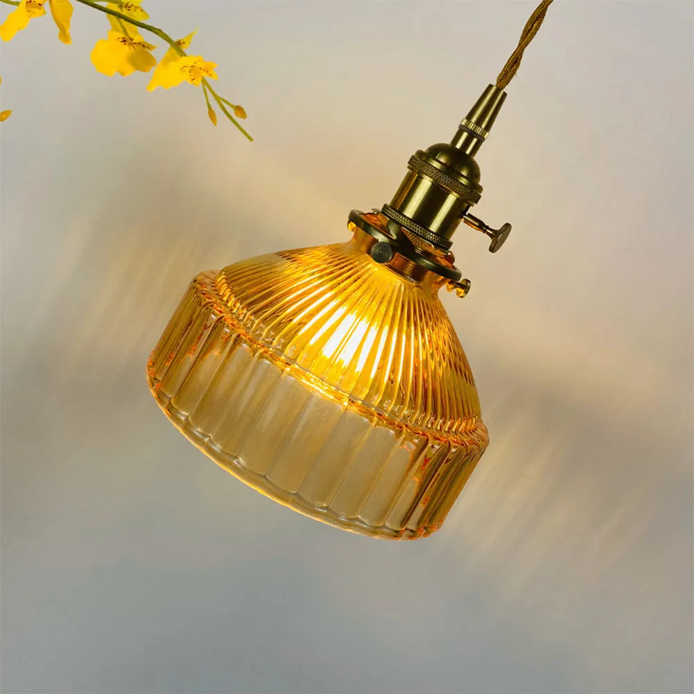 David – Nordische Retro Messing-Glas-Pendelleuchte