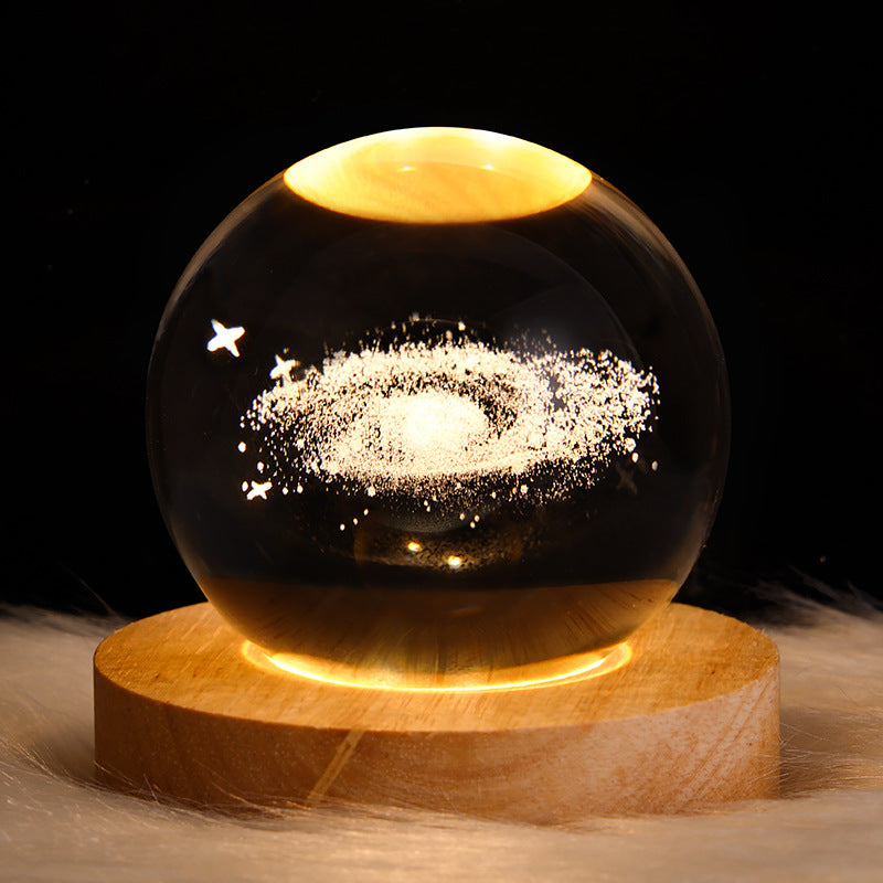 Pirena – LED-Kristallkugel-Tischlampe mit Galaxie-Design