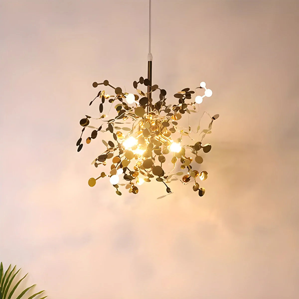 Ayato – Blatt Design Edelstahl-Hängeleuchte