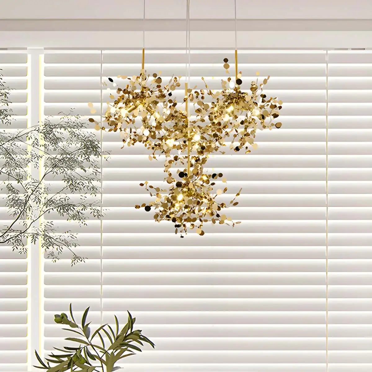 Ayato – Blatt Design Edelstahl-Hängeleuchte