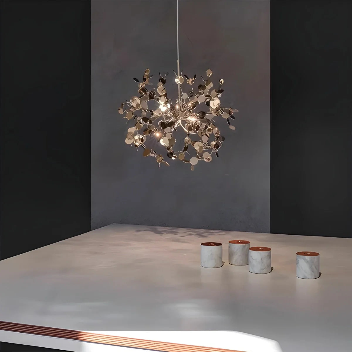 Ayato – Blatt Design Edelstahl-Hängeleuchte